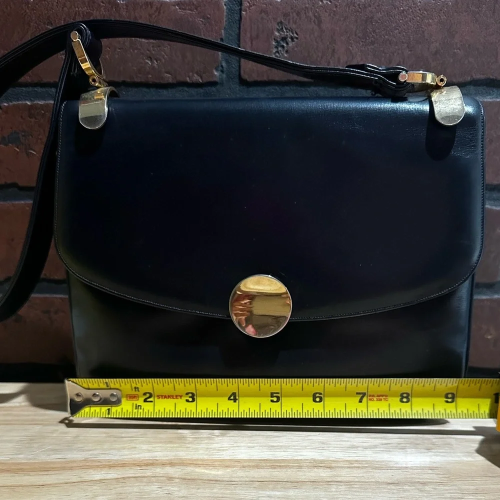 80s Navy Blue Purse with Accordion Bottom